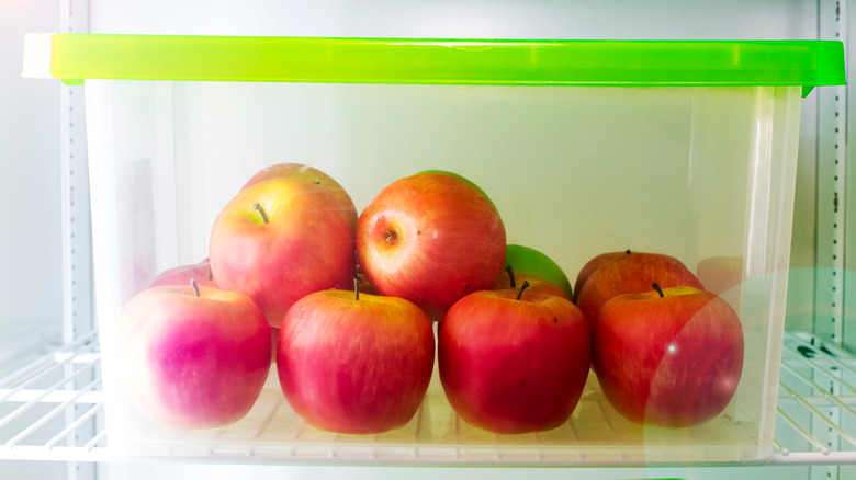 red apples in fridge