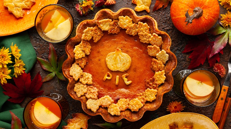 Pumpkin pie on a table