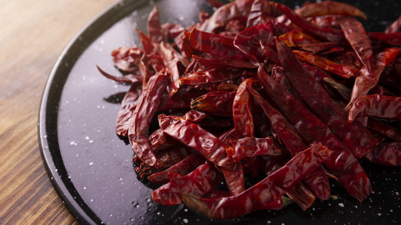 a plate of dried chiles