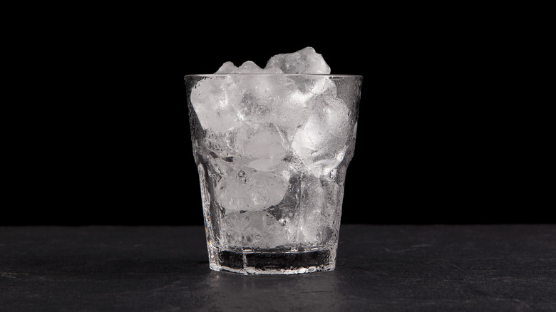 Glass with ice cubes