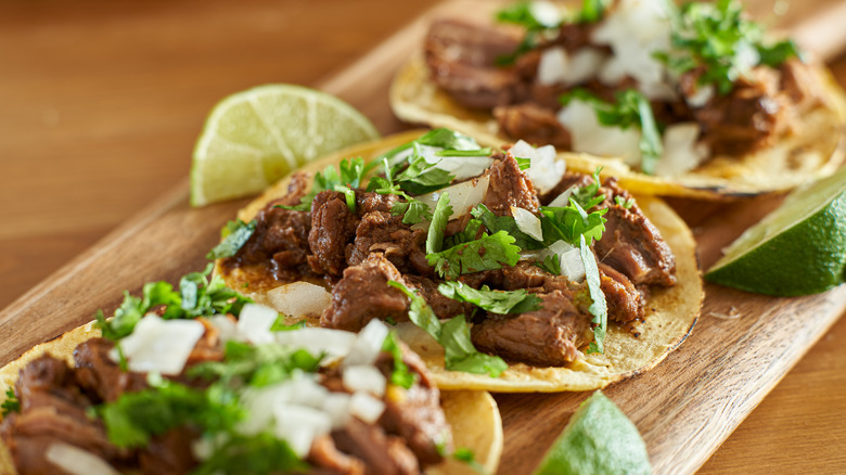 Mexican dishes on tortillas