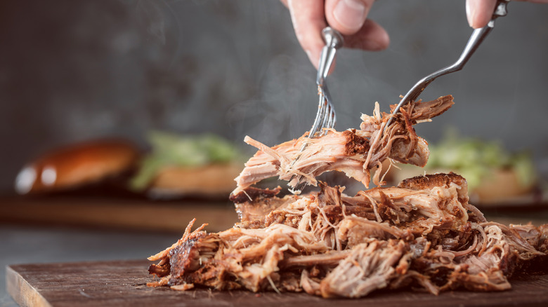 pulled pork with fork