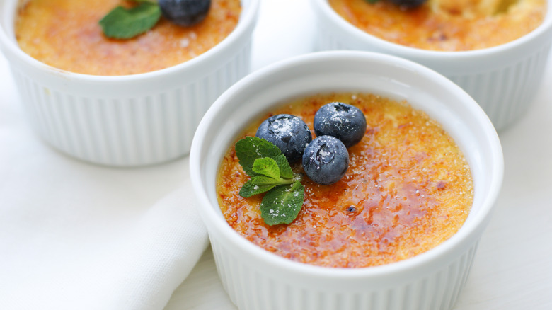 creme brulee with fresh berries