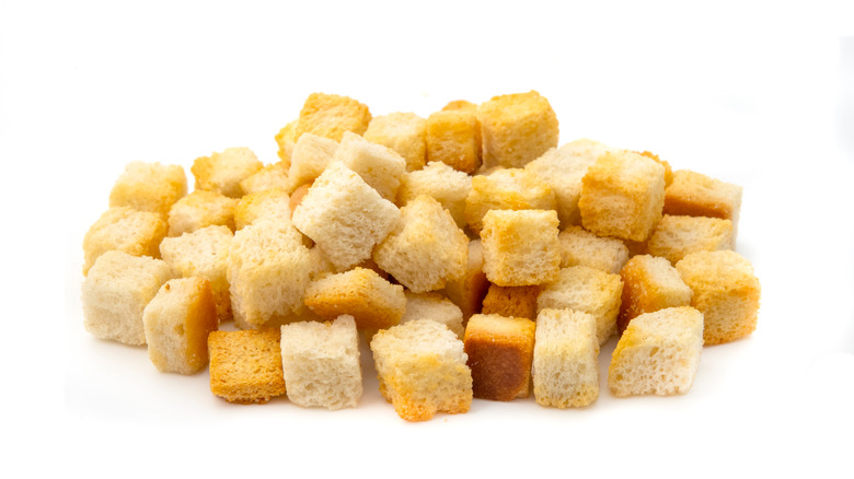 Croutons on white background