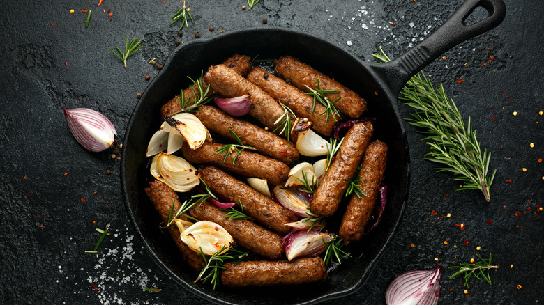 sausage in cast iron skillet