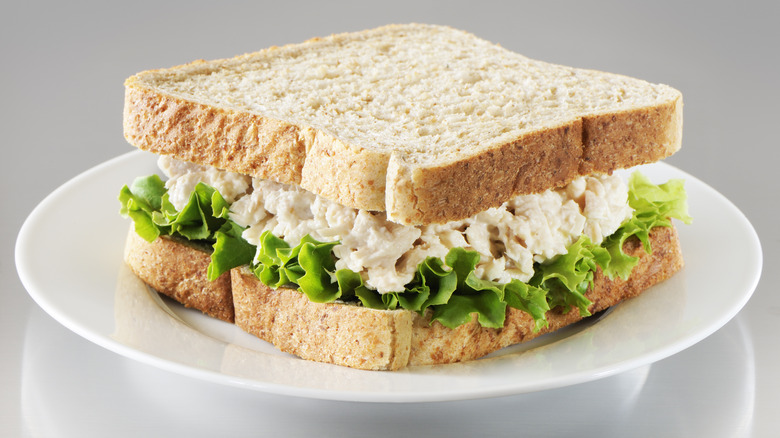 Tuna salad sandwich on white bread