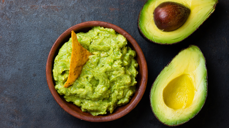 Close up of guacamole in a bowl 