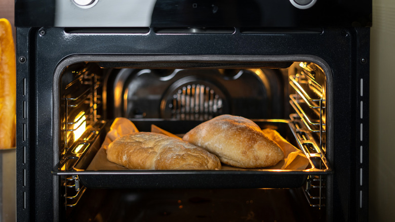 Breads in an electric oven.