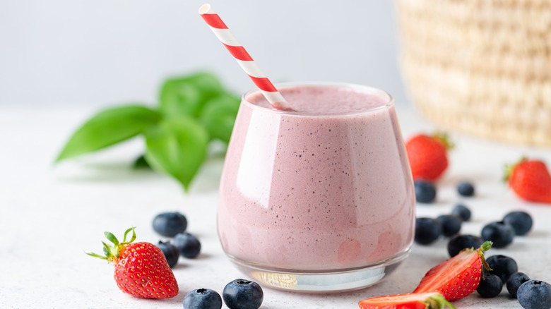 pink smoothie with berries