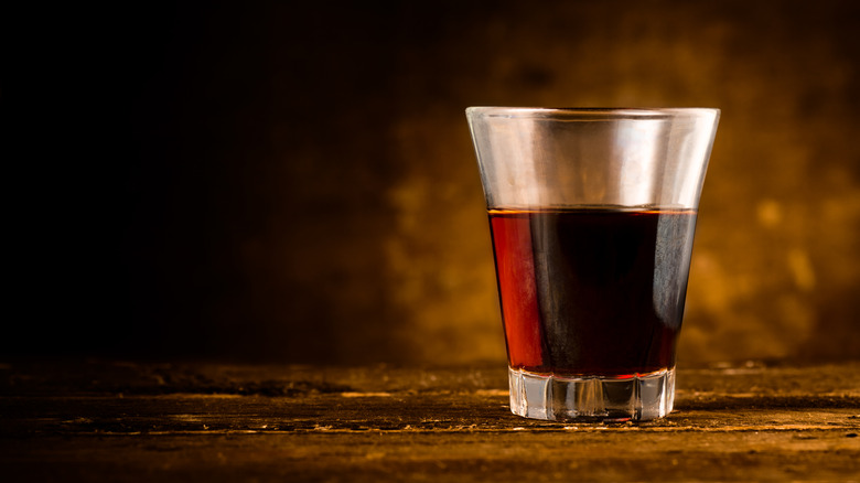 Amaro in shot glass
