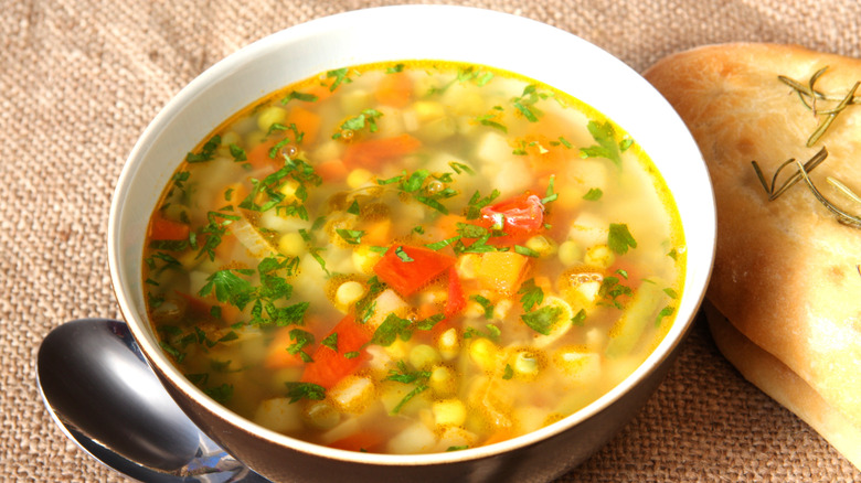 veggie soup with corn and carrots