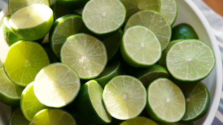 Fresh sliced limes