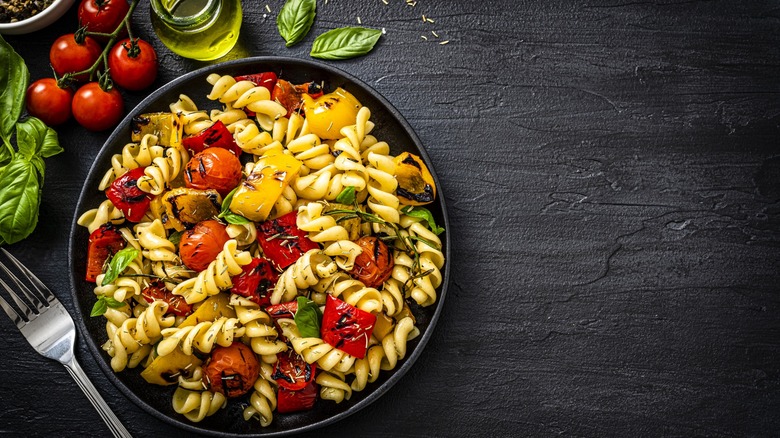 plate of pasta salad 