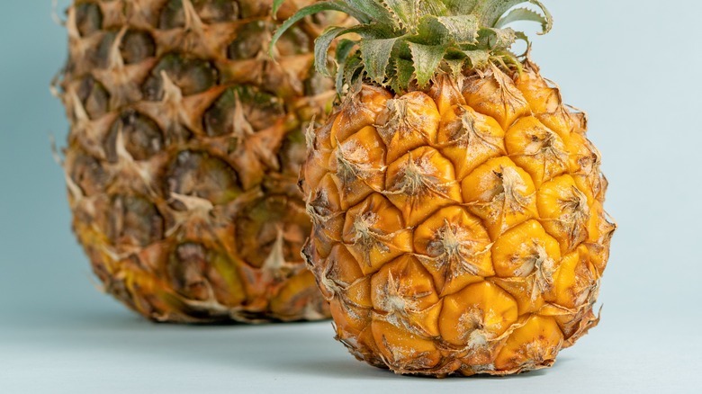 Two different looking pineapples