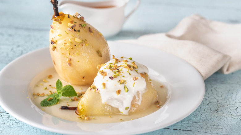 Poached pear dessert