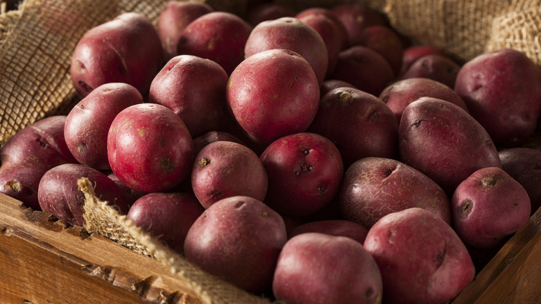 Red potatoes in a basket