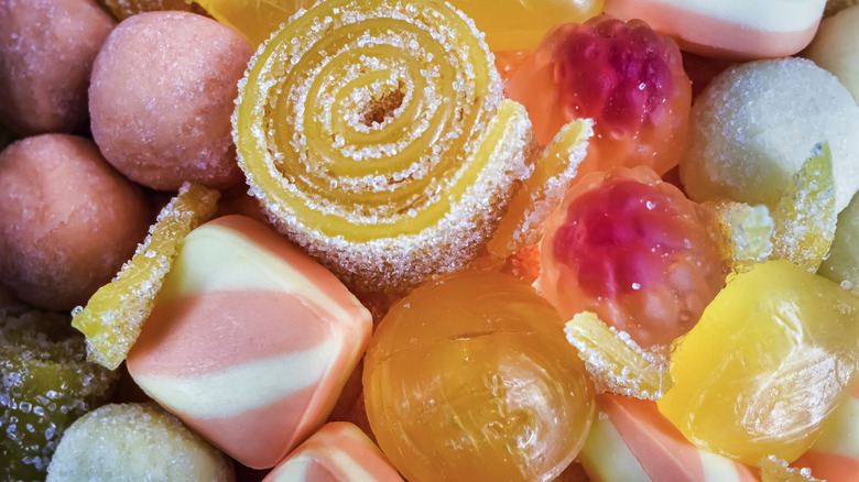A selection of multi-colored candy