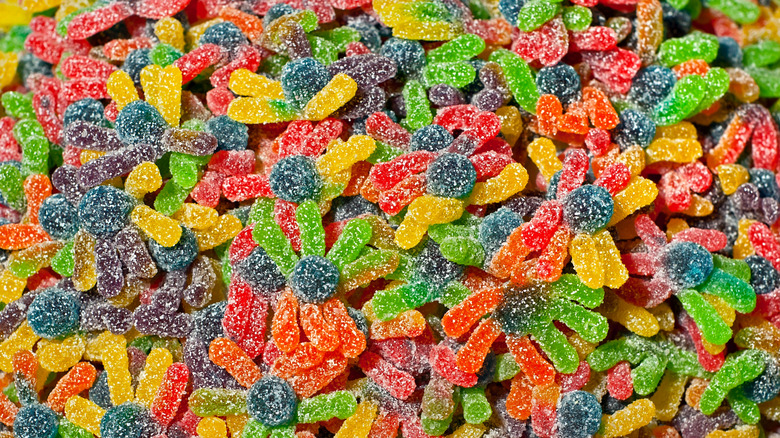 Rainbow-colored sour candy
