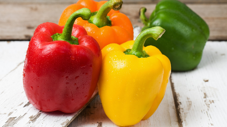 Variety of colorful bell peppers