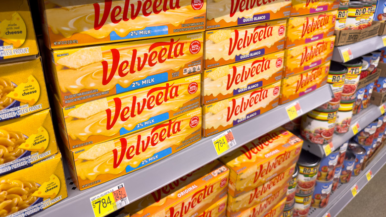 Grocery store display of Velveeta