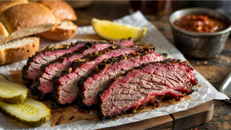 sliced smoked brisket