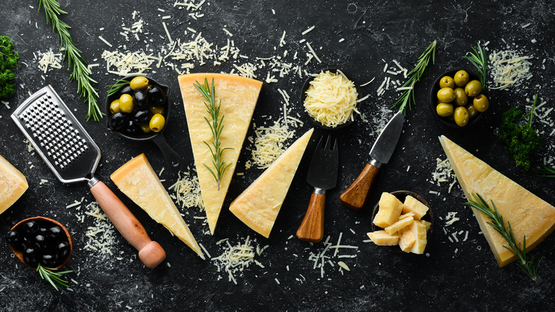 Parmigiano Reggiano with olives and herbs