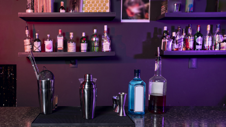 Home bar with shelves