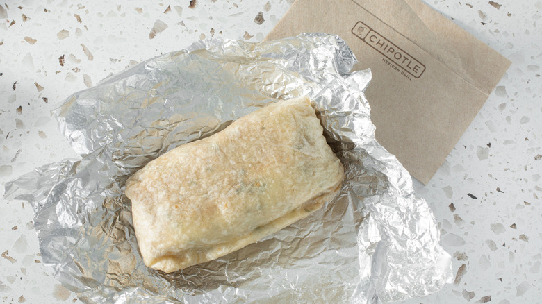 Chipotle burrito unwrapped