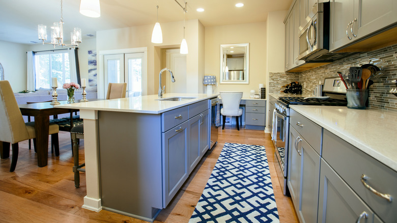 Home kitchen with geometric runner rug