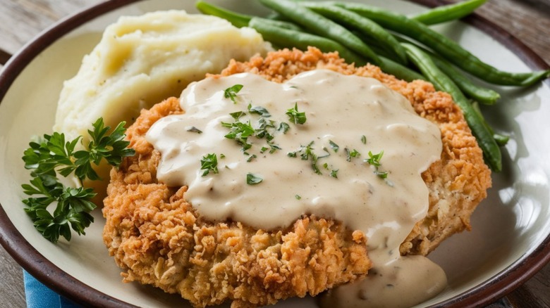 Chicken-fried steak with country gravy