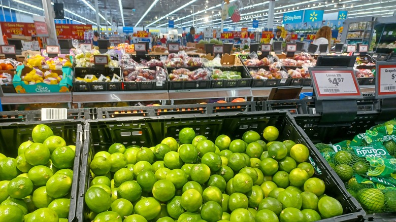 A view of the produce department in Walmart superstore.
