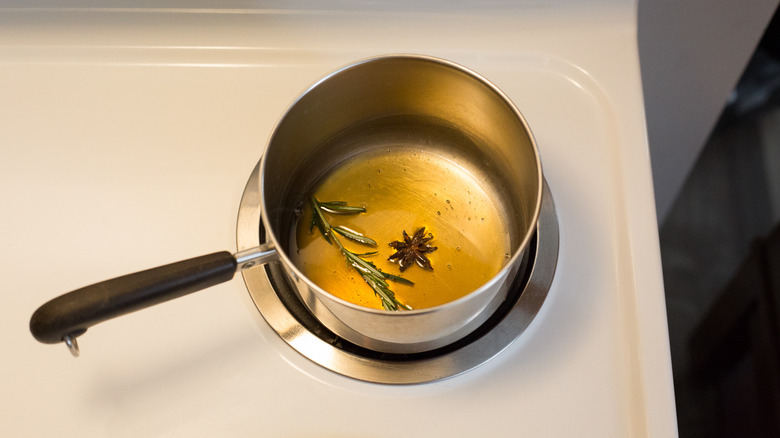 infused honey in small pan