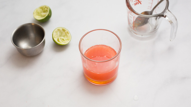 blood orange juice in glass