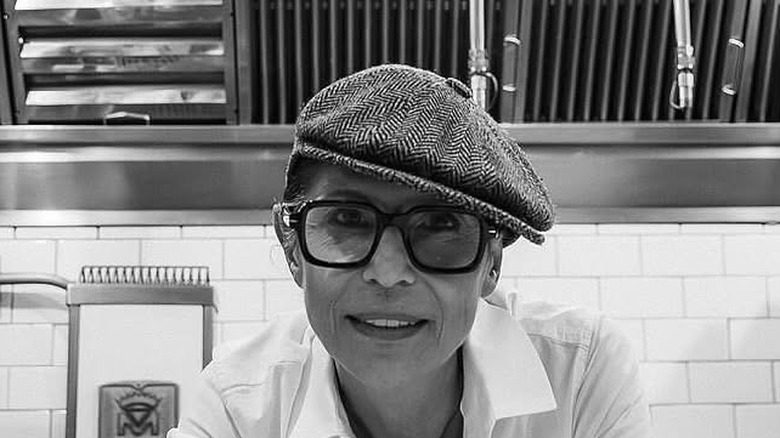 Michelin Star chef Dominique Crenn in a kitchen