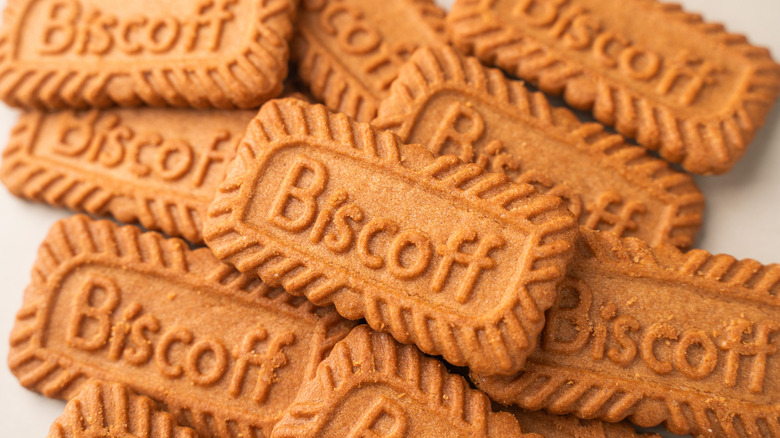 Close-up of Biscoff cookies