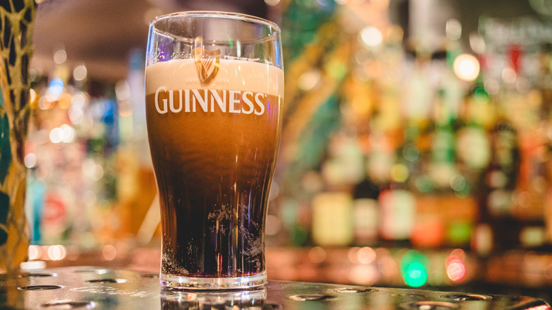 Guinness pint on bar