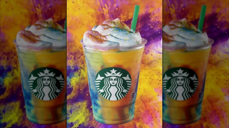 Tie Dye Frappuccino on tie dye background