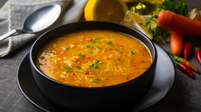 vegetable soup in bowl