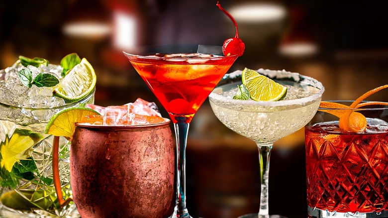 many drinks on bar