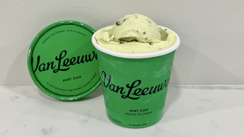 a pint of mint chip ice cream from Van Leeuwen