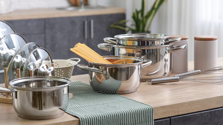 selection of cookware in kitchen