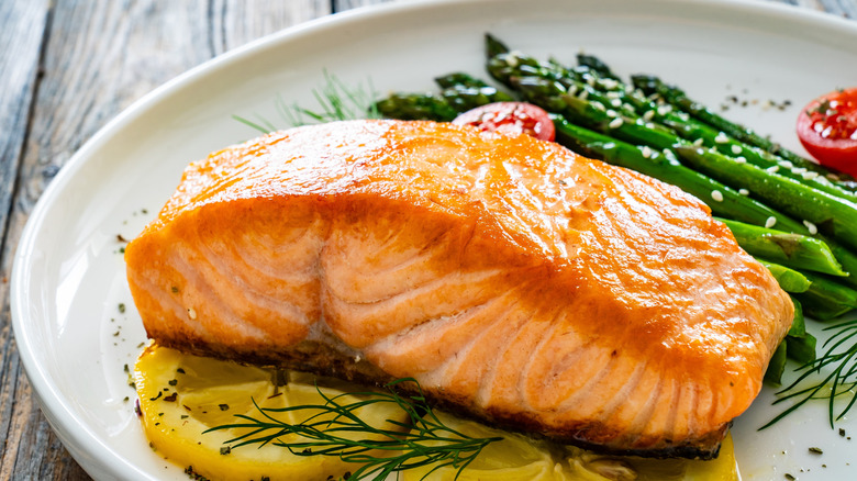 piece of cooked salmon