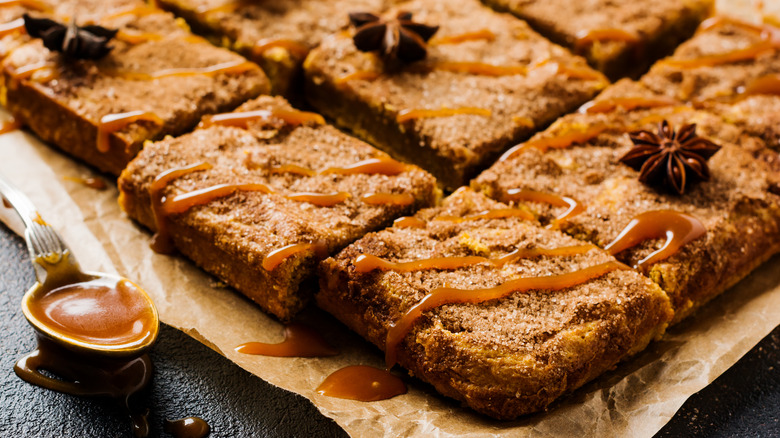 pumpkin bars with caramel drizzle