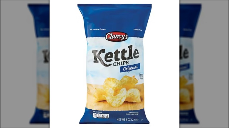 Clancy's Original kettle chips with white background