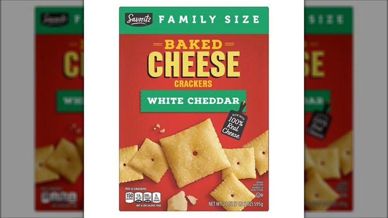 Savoritz Baked White Cheddar Cheese Crackers with white background