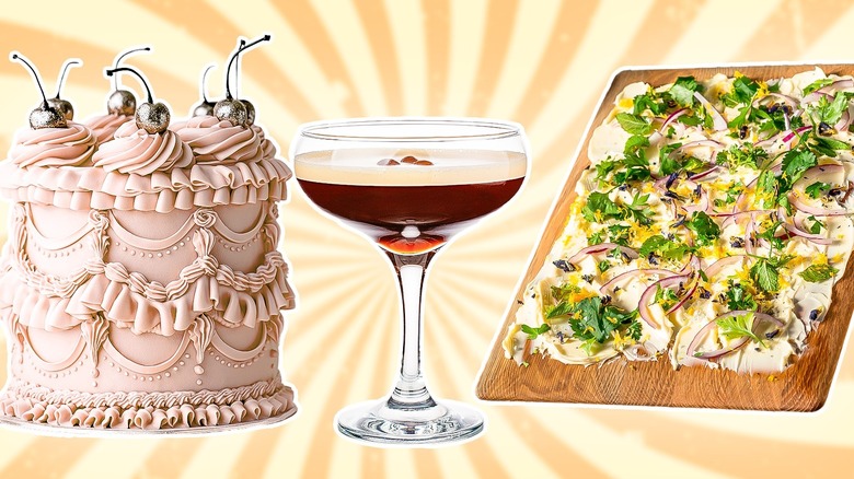 Food trends cake espresso martini and butter board