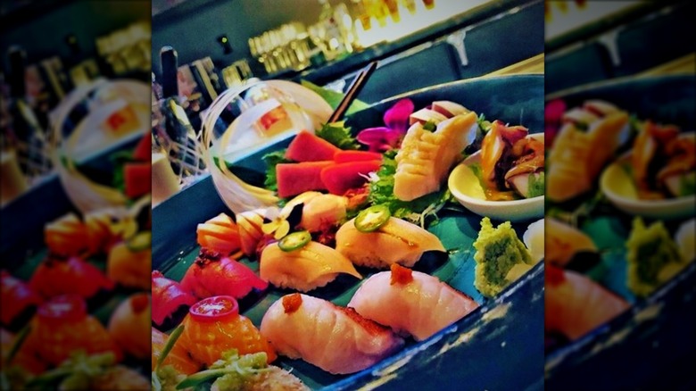 Plate of assorted sushi