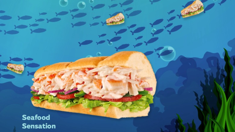 Subway's Seafood Sensation sub with underwater illustrations