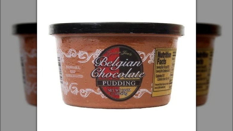 Belgian chocolate pudding on white background