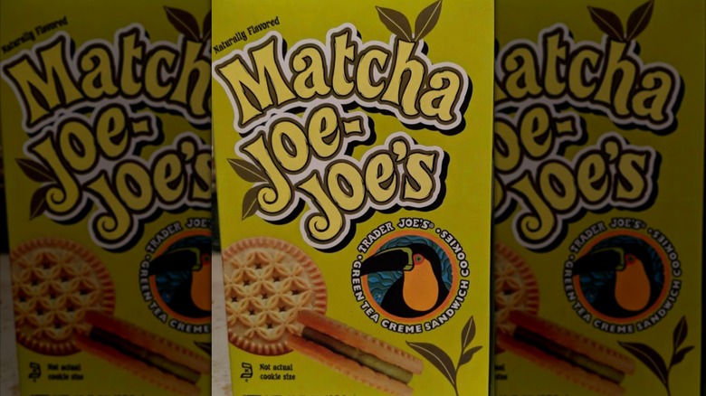 Close up of box of Matcha Joe-Joe's